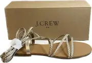 NIB J.Crew Factory 6M Braided Lace-up Sandals Metallic Gold