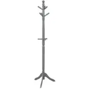 Entryway Height Adjustable Coat Stand with 9 Hooks-Gray - Color: Gray