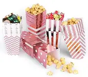 Popcorn Boxes Bags, 50PCS Popcorn Boxes Cardboard Candy Container for Party Snacks, Popcorn and Gifts -Rose Gold