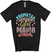 [Generic] Promoted to Great Mama Est 2024, Amazing Mother's Day Pregnancy Flowers, Family Group Unisex T-Shirt