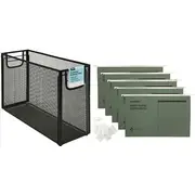 J.Burrows Suspension File Holder w/ 10 Foolscap Files Grn/Blk