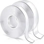 Nano Double Sided Tape,Multipurpose Removable Adhesive Transparent Grip Mounting Tape Washable Strong Sticky Heavy Duty for Carpet Photo Frame Poster Décor,Durable Traceless No Residue(2pk