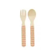 NEW RICE Kids melamine fork & spoon set - pink