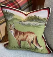 Stunning NEW Traditional Wool Petit Point Red Fox Hunt Needlepoint Pillow 14x14