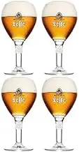 Leffe Glasses - Set of 4 glasses - 33cl per glass - "Large Stem" Official Leffe Chalice - Perfect for drinking Leffe Blonde, Brown, Ruby, Double, Triple + 4 Leffe Beer Mat