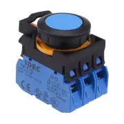 IDEC CW Series Blue Momentary 22.3mm Flush Push Button Switch 3NO IP65