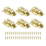 6 Pack Small Metal Duckbilled Box Toggle Latch with Padlock Hole & Screw, Gold