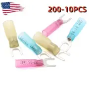Heat Shrink Fork #10 M5 Stud Wire Spade Crimp Terminals 22-10AWG Connectors US