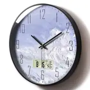 Digital Calendar Clock with Large Display Blue White Wave Silent Digital Wall...