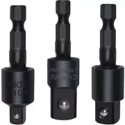 3Pcs Universal Joint Swivel Socket Adapter Set 1/4" 3/8" & 1/2" Square Socket