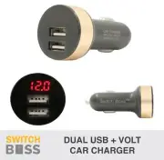 CAR DUAL USB CHARGER + VOLT + AMP suit 12v 24v Cig Cigarette Power Socket