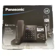 Panasonic 2 Line DECT 6.0 Cordless Corded Phone Digital Answer KX-TG9391T Black