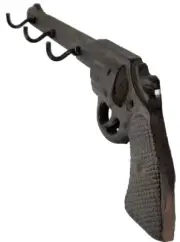 Gun Pistol Revolver Wall Hook Key Rack Cast Iron Rustic Western Brown Patina