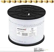 PremiumX 100 m Basic Coaxial Cable 135 dB 4-Way SAT Antenna Cable DVB-S / S2 DVB-C DVB-T BK Systems RG6 Satellite Cable 10x F-Connector