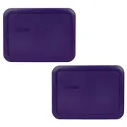Pyrex 7210-PC Purple Rectangle 3 Cup Storage Lid Cover 2PK for Glass Dish