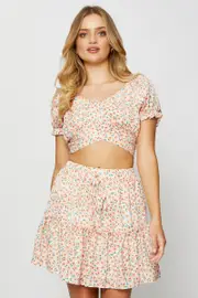 Print Mini Skater Skirt - Size 14, Women's Short Skater