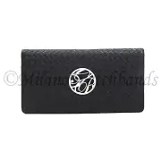 Glam Rock Black High Quality Hand Braided Techno Silk Large Travel Wallet BW1-01