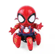 Cool Spider Robot with Six Paws -Colorful Lights, Music, Move Dancing - for Kids Gift (Red)