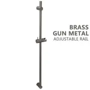 Gun Metal Grey Sliding Shower Rail Adjustable Wall Bracket Holder Brass Round