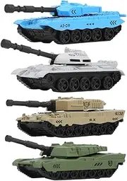 CCYLEZ 4pcs Mini Tank Model Toy Set - Alloy Army Car Toy - Children Boys and Girls (Alloy, Tank)