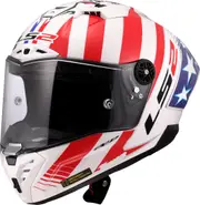 LS2 FF805 Thunder GP Baz Replica Carbon Helmet, white-red-blue, Size S for Men White Red Blue