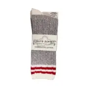 World’s Softest - Weekend Pointelle RAGG Crew - SILVER - Sporty Red Stripes!