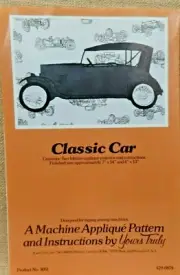 CLASSIC CAR MACHINE APPLIQUE PATTERN TO MAKE UNCUT VINTAGE 1978