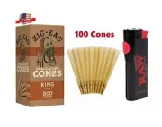 zig zag unbleached KING size pre rolled cone + RAW PHOENIX ULTIMATE LIGHTER