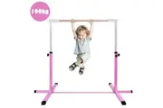 Costway Gymnastics Bar Junior Training Bar Horizontal Kip Bar Sports Adjustable Height Home Gym Equipment Pink