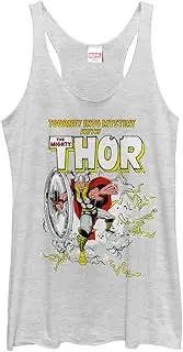 [Marvel] Classic Thor Journey Women's Racerback Tank Top, White Heather, XX-Large