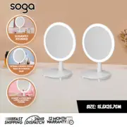 SOGA White Round Vanity Mirror Rechargeable LED Light Tabletop 3 Light Settings