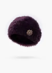 [Taking Shape] Taking Shape Fuzzy Beret in Purple, Cotton - Women's Accessories Purple