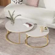 2pieces Coffee table/round nesting marble set