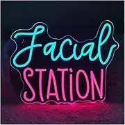 Sign Lamp Facial Station Neon Sign USB Powered Neon Lights Hanging Wall Art Decor for Beauty Makeup Room 38x29.5cm