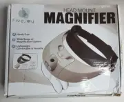 FiveJoy Handsfree Head Mount Magnifier with Detachable LED Head Lamp - 5 Lenses