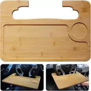 Bamboo Car Steering Wheel Desk Double-Sided Steering Wheel Tray Desk Multiuse