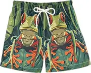 [RPLIFE] Swimming Trunks for Kids, Anti Chafe Swim Trunks Boys 2 T, Funny Frog Palm Leaves