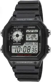 Men's AE1200WH-1A Black Analog Digital Multi-Function Watch