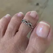 Sterling Silver Three Hearts Toe Ring, Silver Ring, Heart Ring, Love Ring