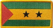 São Tomé and Príncipe Flag Patch With Hook & Loop Fastener Gold Emblem
