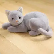 25cm Shorthair Cats Plush Doll Stuffed Lying Tabby Cat Plush Toys Lying Grey