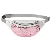 Sequined Large Fanny Pack for Women, Waist Belt Bag, Crossbody Bag Shiny Pink
