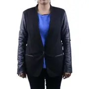 DIESEL L WALY Womens Blazer Size S Casual Suit Separate Leather Sleeve Jacket