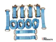 4 x Recovery Wheel Strap Set - 5 Tonne Ratchet Strap c/w Wheel Straps With Links