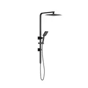 Welba 10" Rain Shower Head Set Square 3-Mode Handheld Shower Rail Set Black