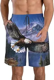 [OdDdot] Cute Otter Print Men's Quick-Dry Swim Trunks,Breathable Swimming Board Shorts, for Summer Surfing Beach Swimwear, Flying Eagle, X-Large