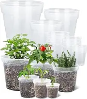 GREANER 4/5/6/7/8/9 Inch Reinforced Clear Nursery Pots, Transparent Variety Pack Plastic Nursery Pots, 30 Packs Seed Starting Pot Flower Plant Container with Drainage Holes and 20 Plant Labels