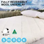 Aus Made Fully Fitted Reversible Luxury Wool Underlay / Underblanket / Topper