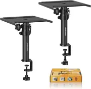 Set of 2 Desktop Clamp Speaker Stands Short Studio Monitor Stands Height Adjusta