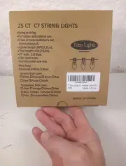 25 Ct C7 String Lights Patio Lights Indoor/Outdoor Green Wire 25ft Red Green